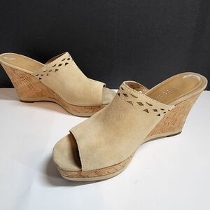 Franco Sarto Open Toe Slip On  Wedge Shoes